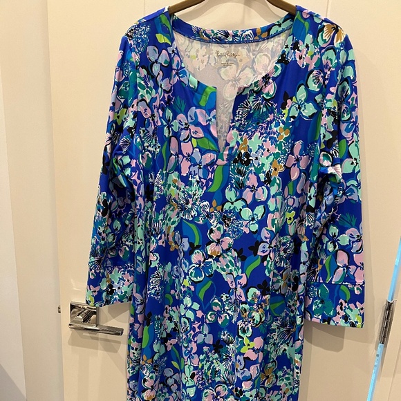 NWT Lilly Pulitzer Nadine Dress - Blue Grotto Twilight Tropics - Picture 1 of 5